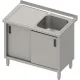 Functional Metal Workbench with Integrated Sink and Sliding Storage