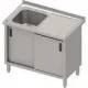 Functional Metal Workbench with Integrated Sink and Sliding Storage