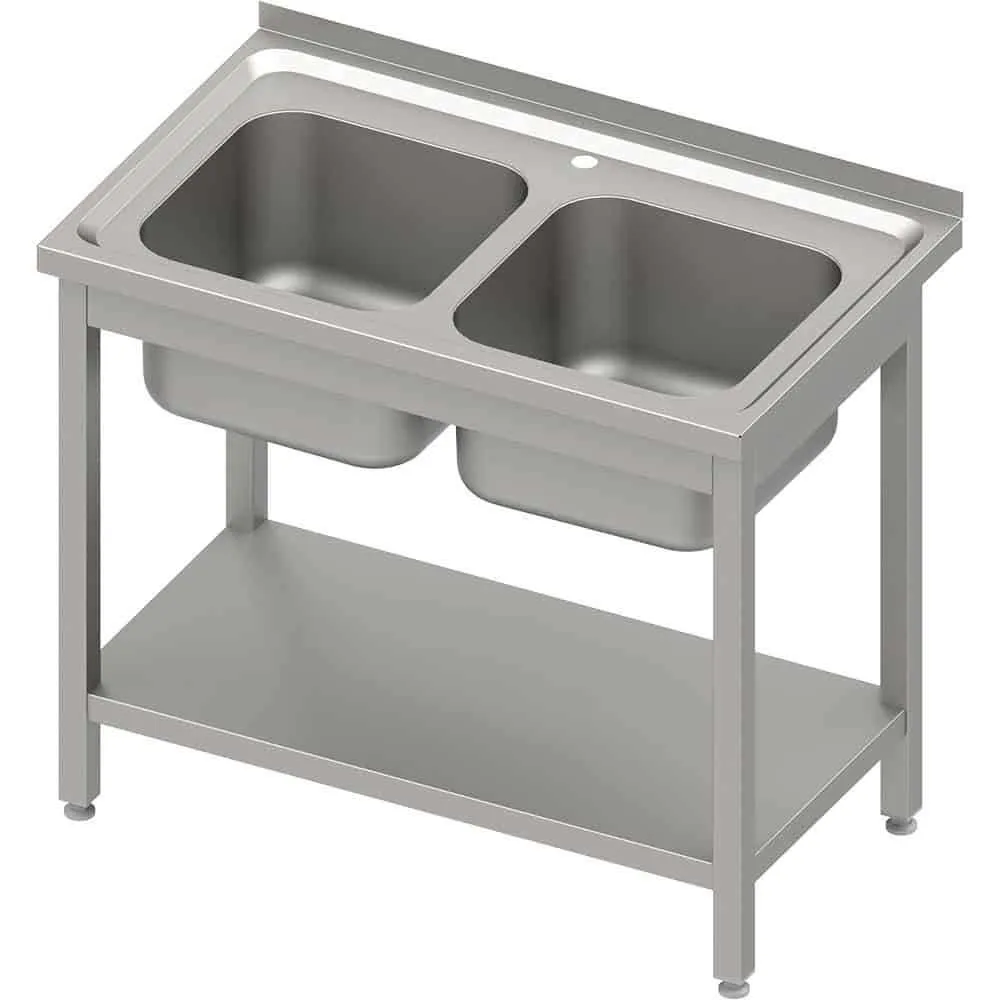 Economical Steel Table with Two Sinks