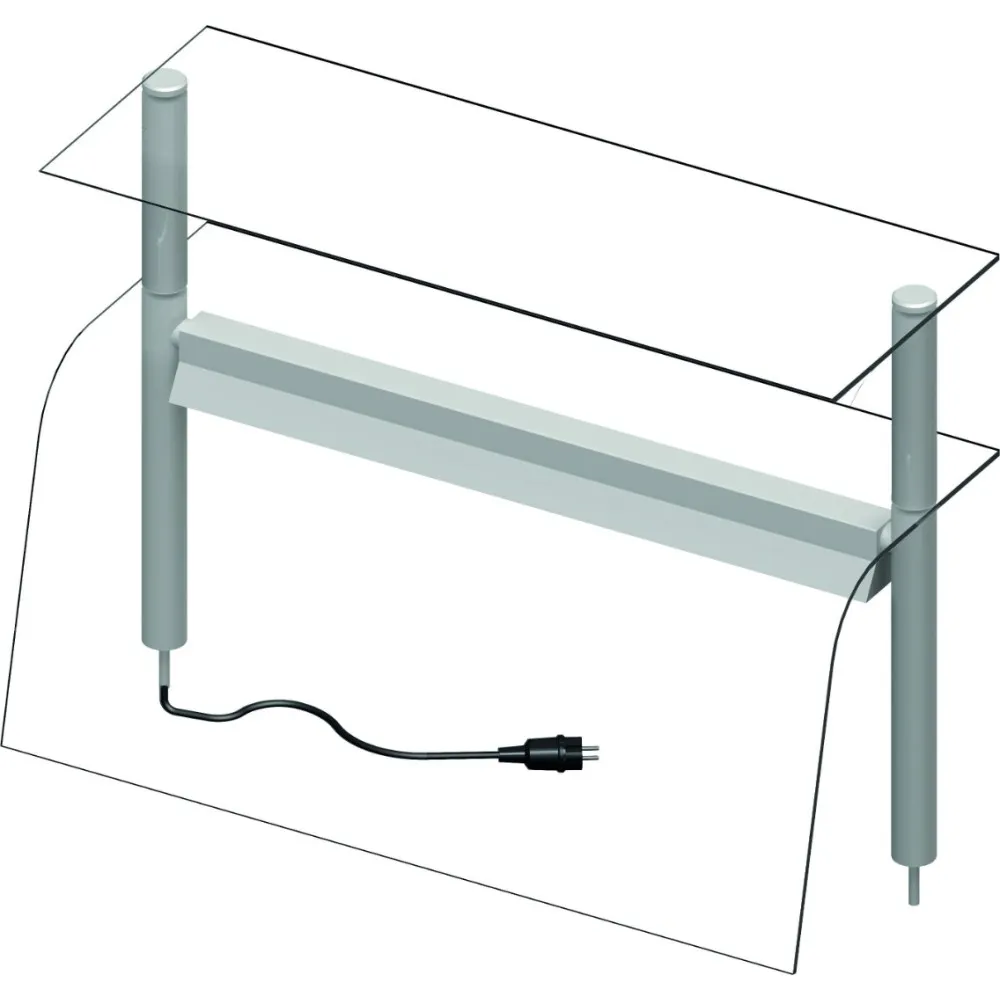 990mm Illuminated Curved Glass Showcase