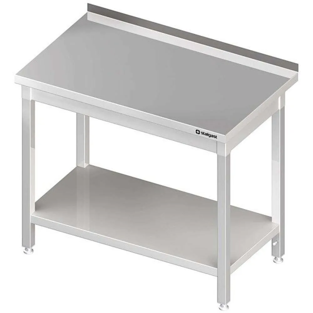 Modern Stainless Steel Table with Integrated Shelf