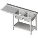 Versatile Steel Table with Dual Sinks and Appliance Area