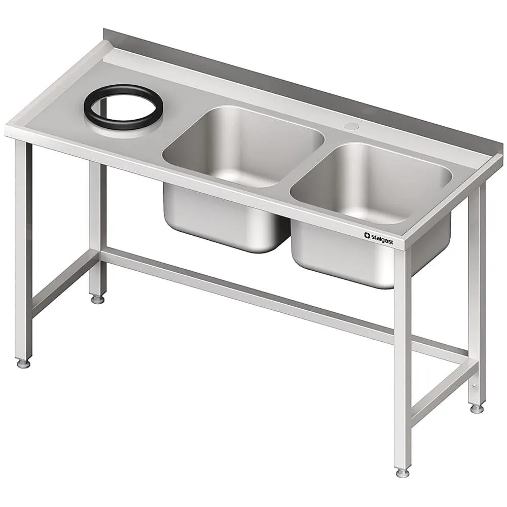 Table pratique avec deux éviers et système d'évacuation