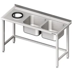 Table with 2 sinks and waste hole