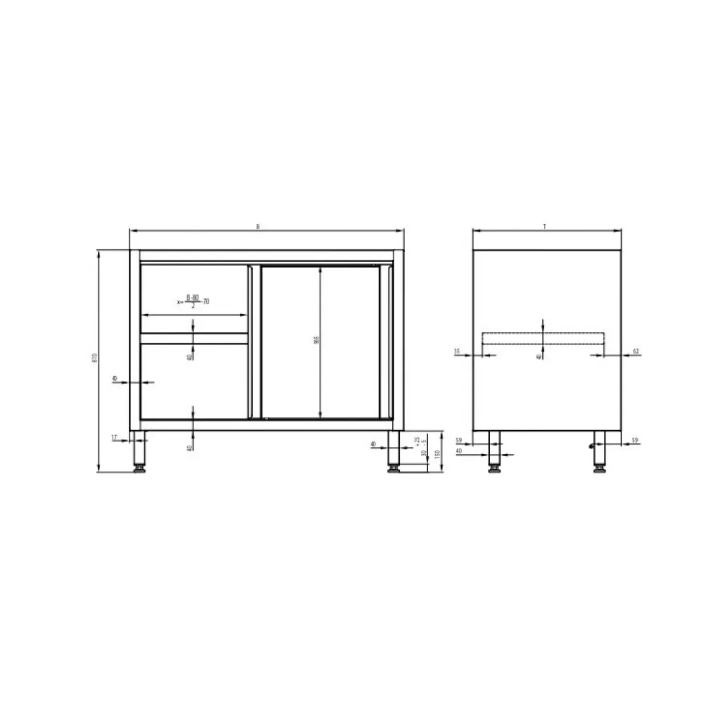 Elegant H-810mm Sliding Door Cabinet