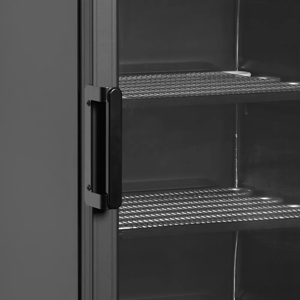 Stylish Black Display Freezer with Heated Glass Door