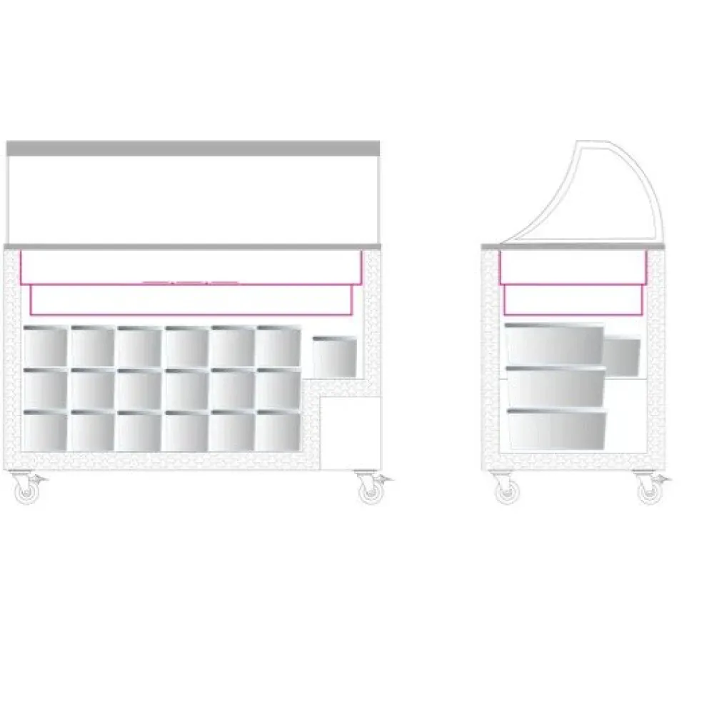 Congélateur à crème glacée 350L avec verre incurvé Congélateur à crème glacée 350L avec verre incurvé