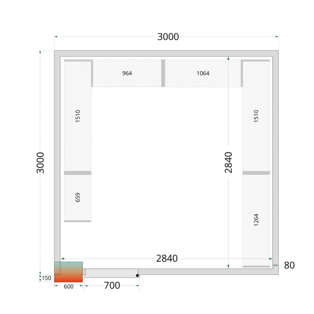Komplekts CRPF3030 plauktiem aukstuma kamerām