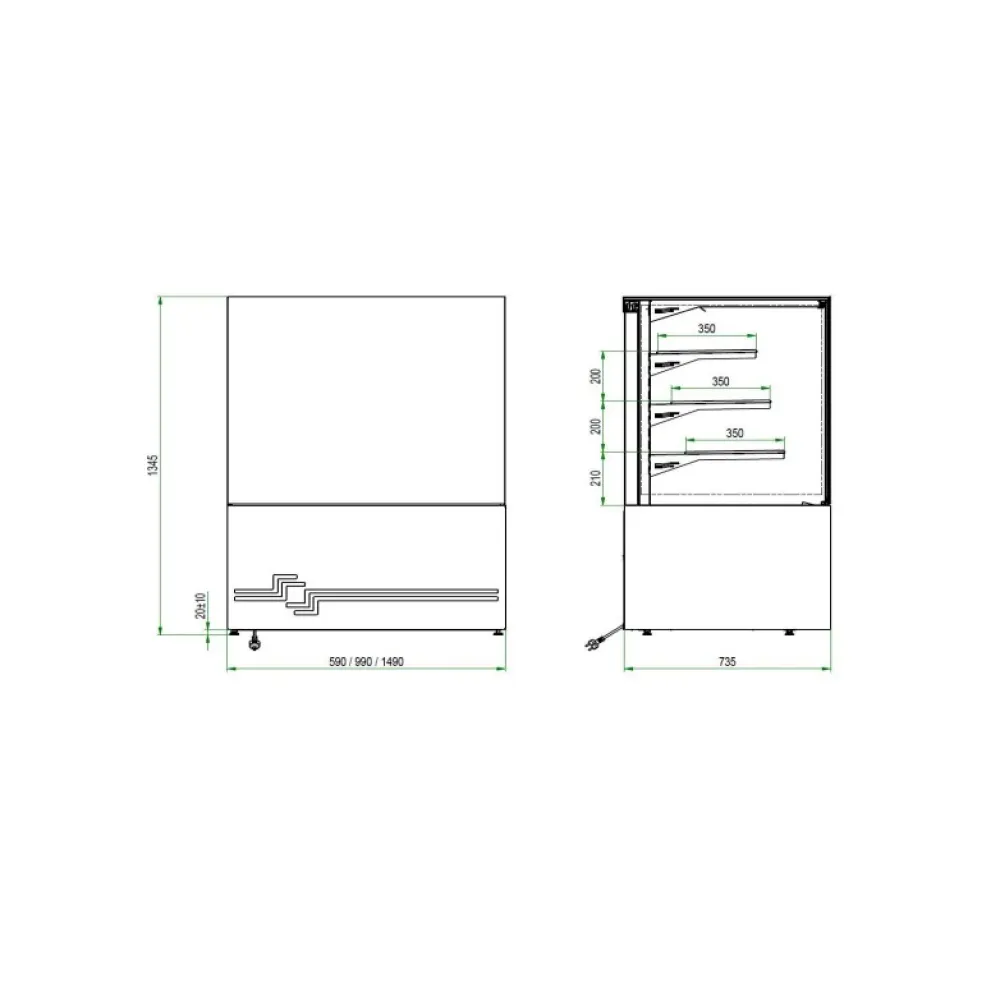 Translucent CUBE II 600 Konditorejas vitrīna