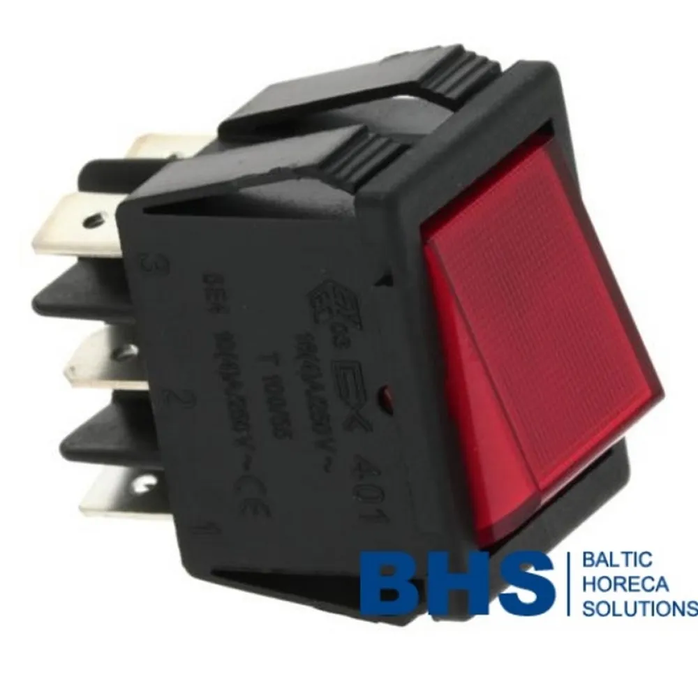 Kohvimasinate vahetuslüliti 2 polaari punane 16A 250V Kohvimasinate vahetuslüliti 2 polaari punane 16A 250V