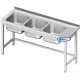 Heavy-Duty Metal Table with 3 Sinks for Food Preparation