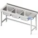Versatile Metal Table with Three Sinks
