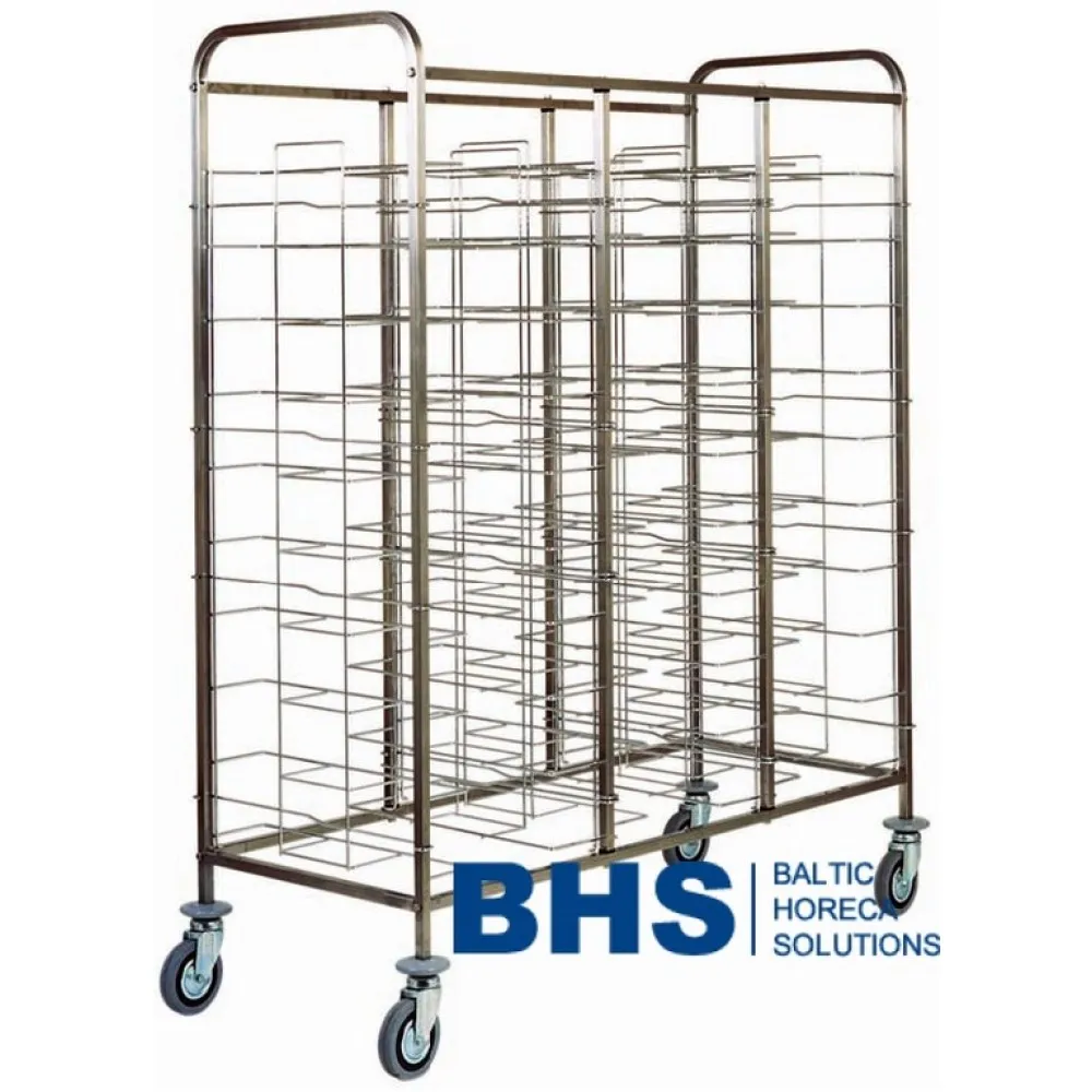 Chariot de service en acier inoxydable - 30 plateaux