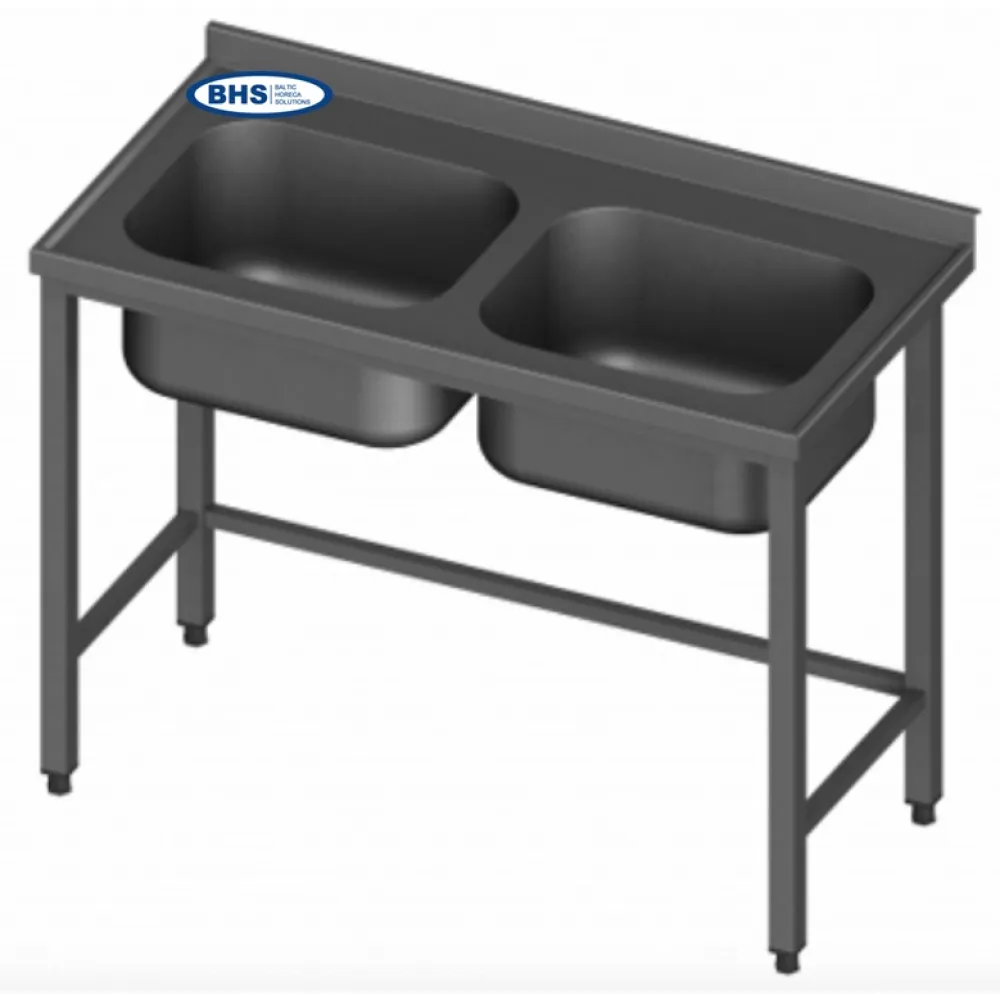 Ergonomiškas metalinis stalas su dviem kriauklėm