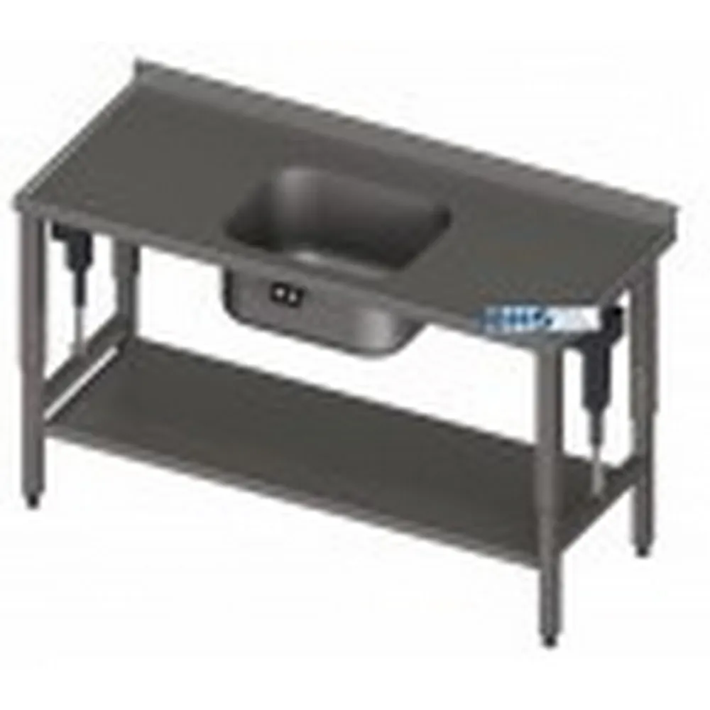 Height-Adjustable Metal Table with Integrated Sink