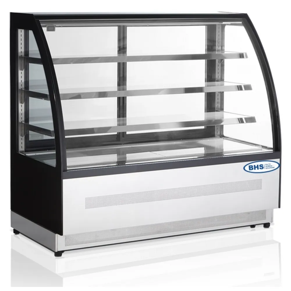 Sleek Black Glass Pastry Showcase