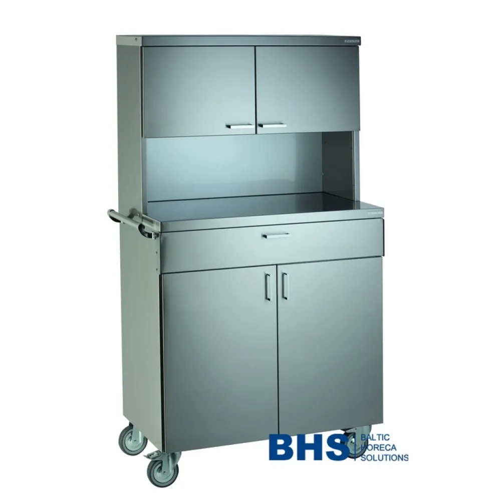 Mobile Stainless Steel Waiter Station with Storage