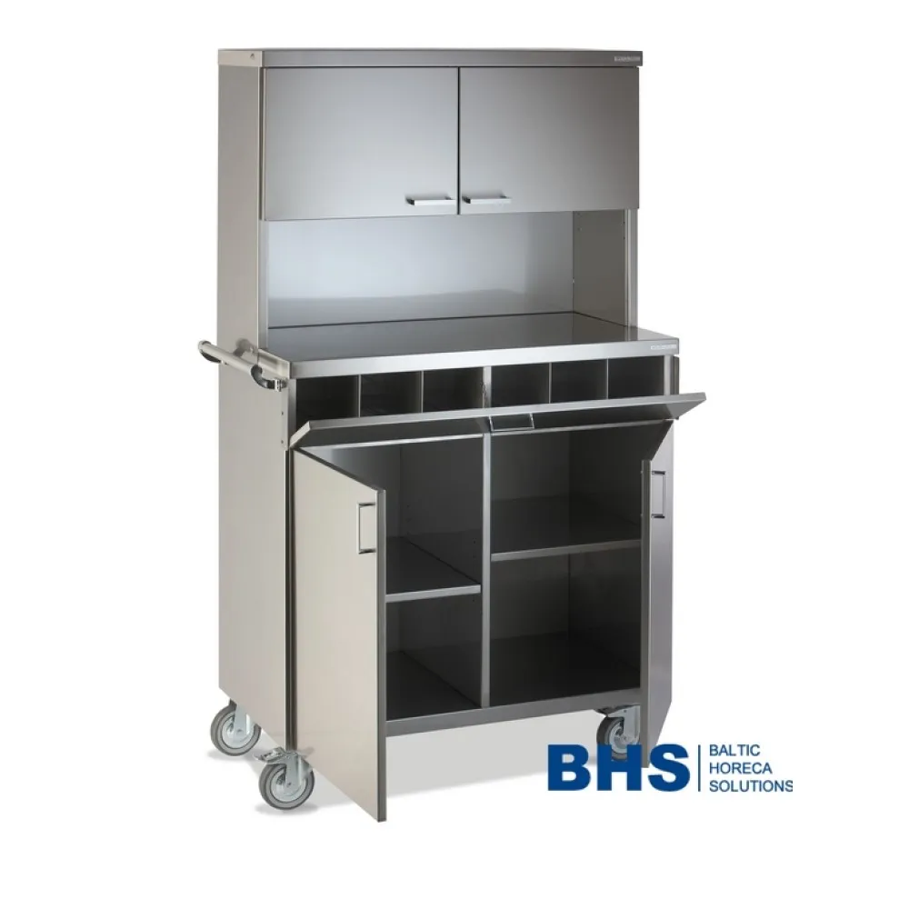 Mobile Stainless Steel Waiter Station with Storage