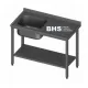 Industrial-Style Metal Table with Sink and Storage Shelf