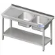 Versatile Metal Table with Twin Sinks and Functional Shelf