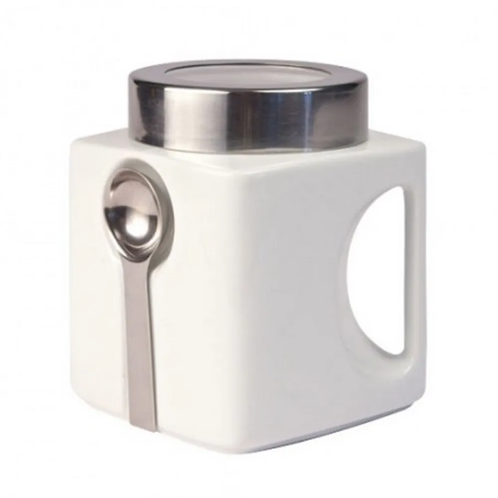 Stylish Tea Caddy with Handle & Spoon - 750g Capacity