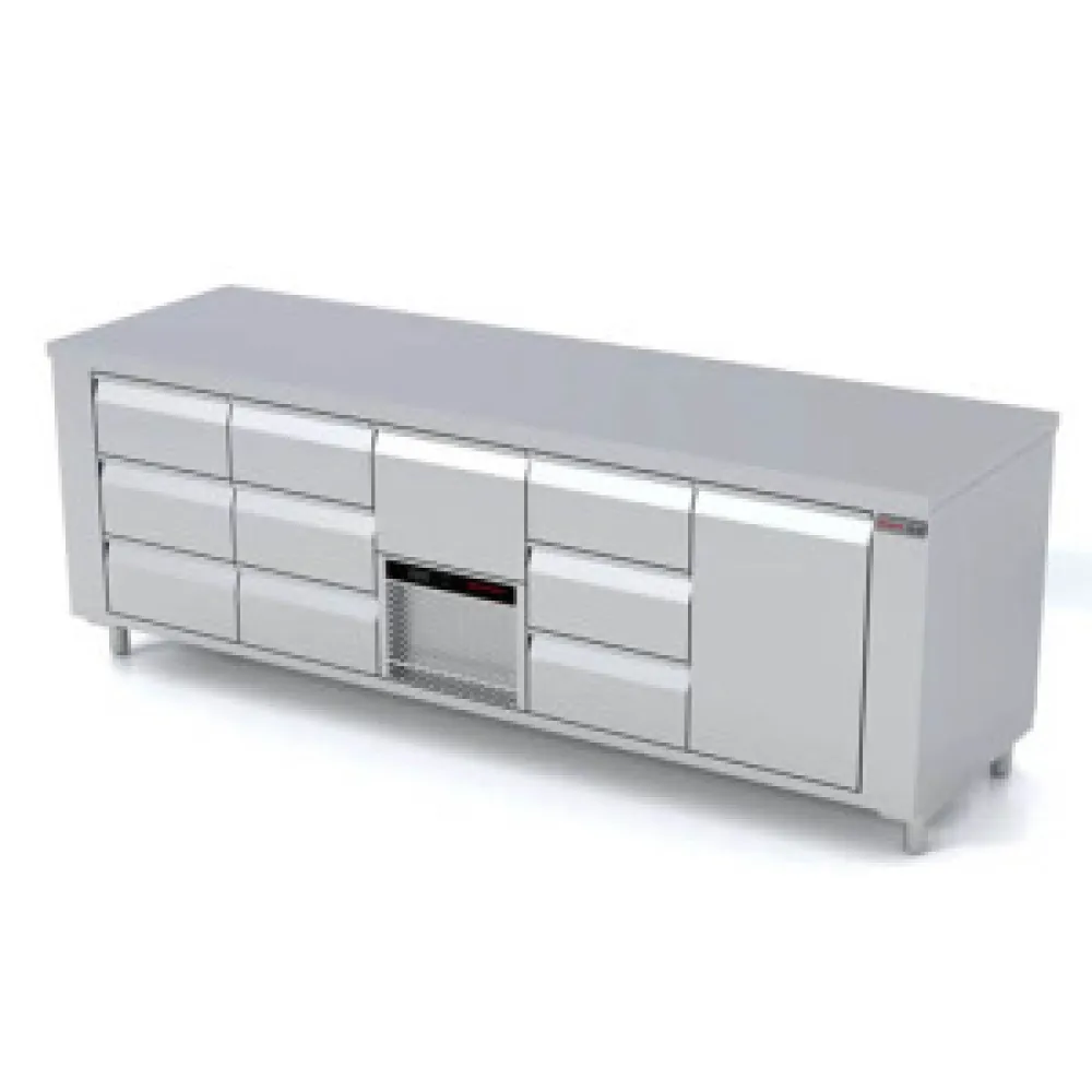 Šaldymo stalas su aukščio reguliavimu ir kėlimo mechanizmu