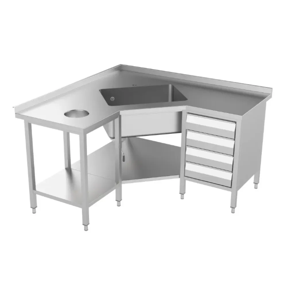 Baseinas 1000: Stilingas metalinis darbo stalas su kriaukle