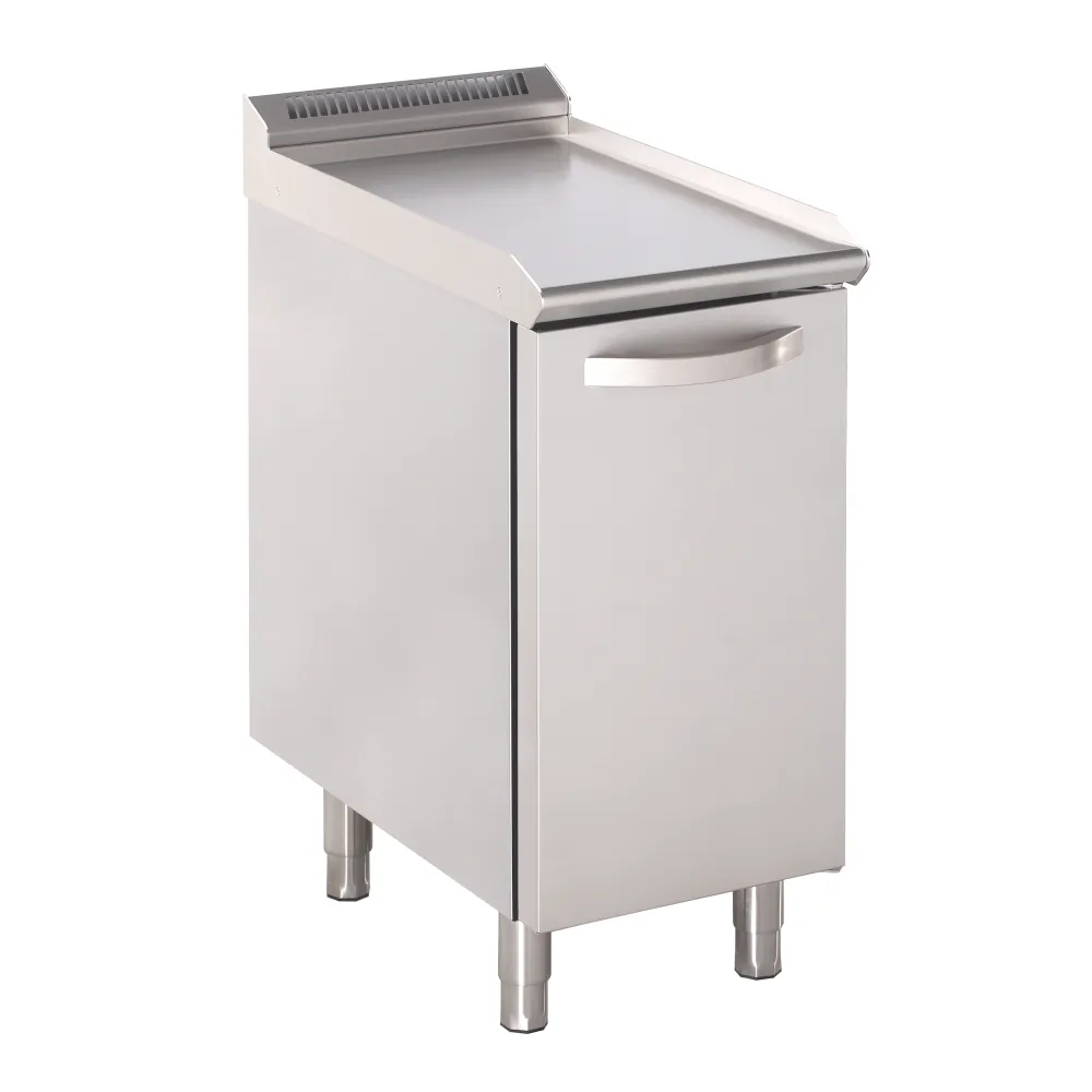 Versatile Stainless Steel Table with Adjustable Height and Hinged Door
