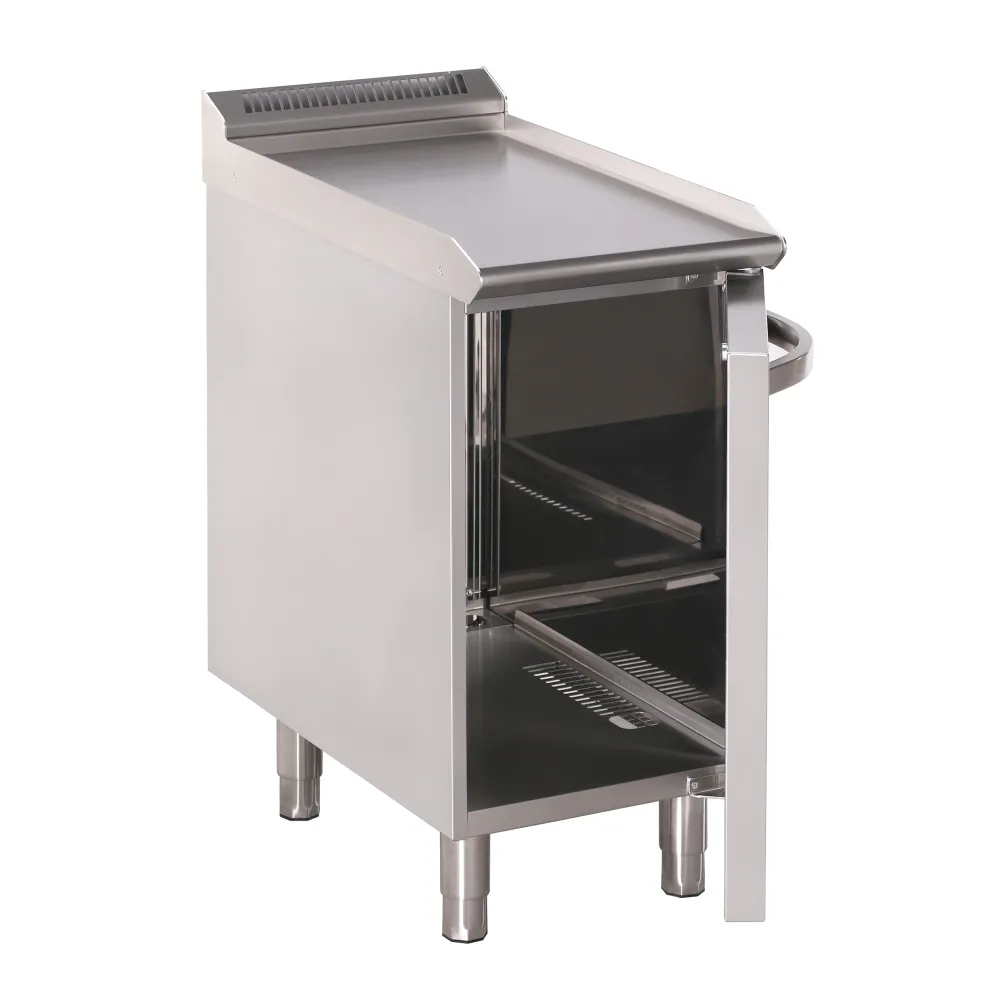 Versatile Stainless Steel Table with Adjustable Height and Hinged Door