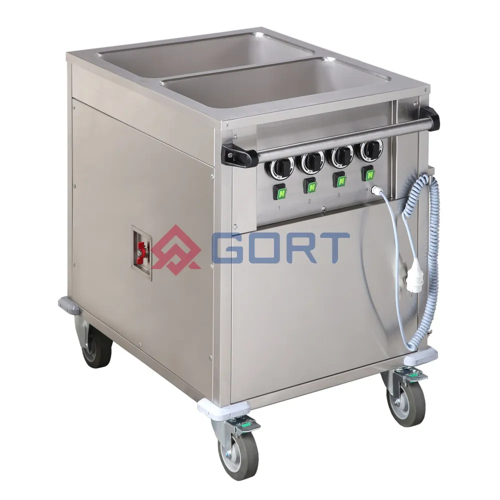 Versatile Heated Marmite Trolley for Culinary Professionals