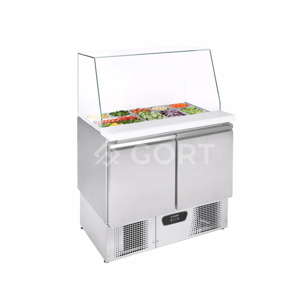 Commercial Salad Cooler with Glass Shelving