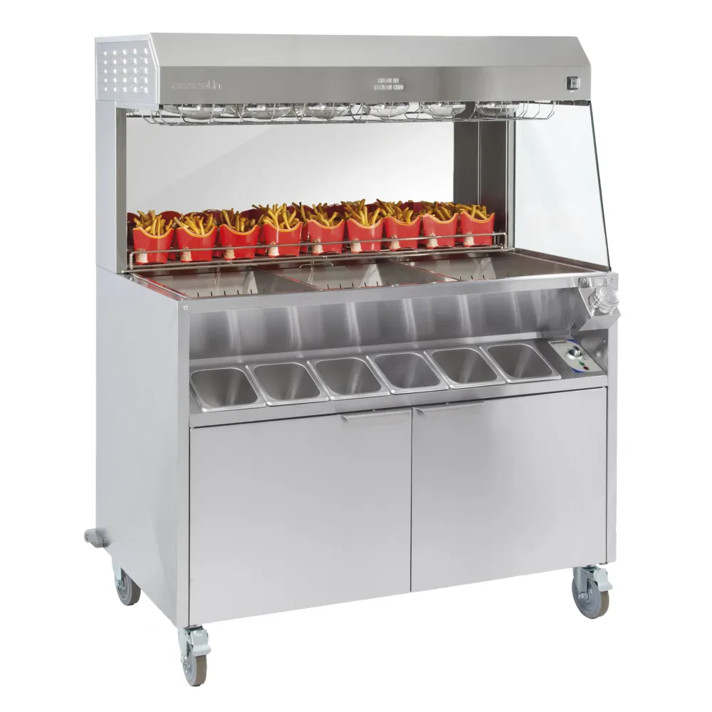 Versatile French Fry Cart with 6 GN Containers