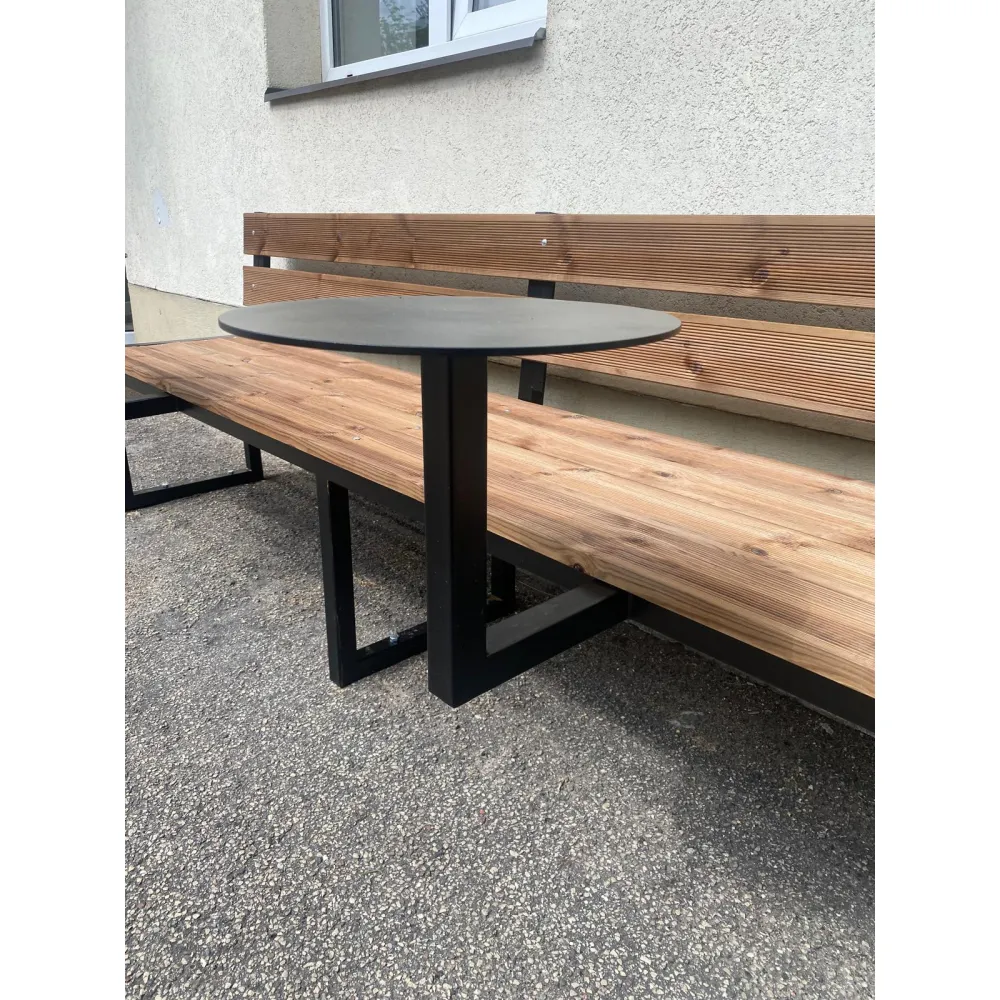 Contemporary Outdoor Seating Bench with Tables