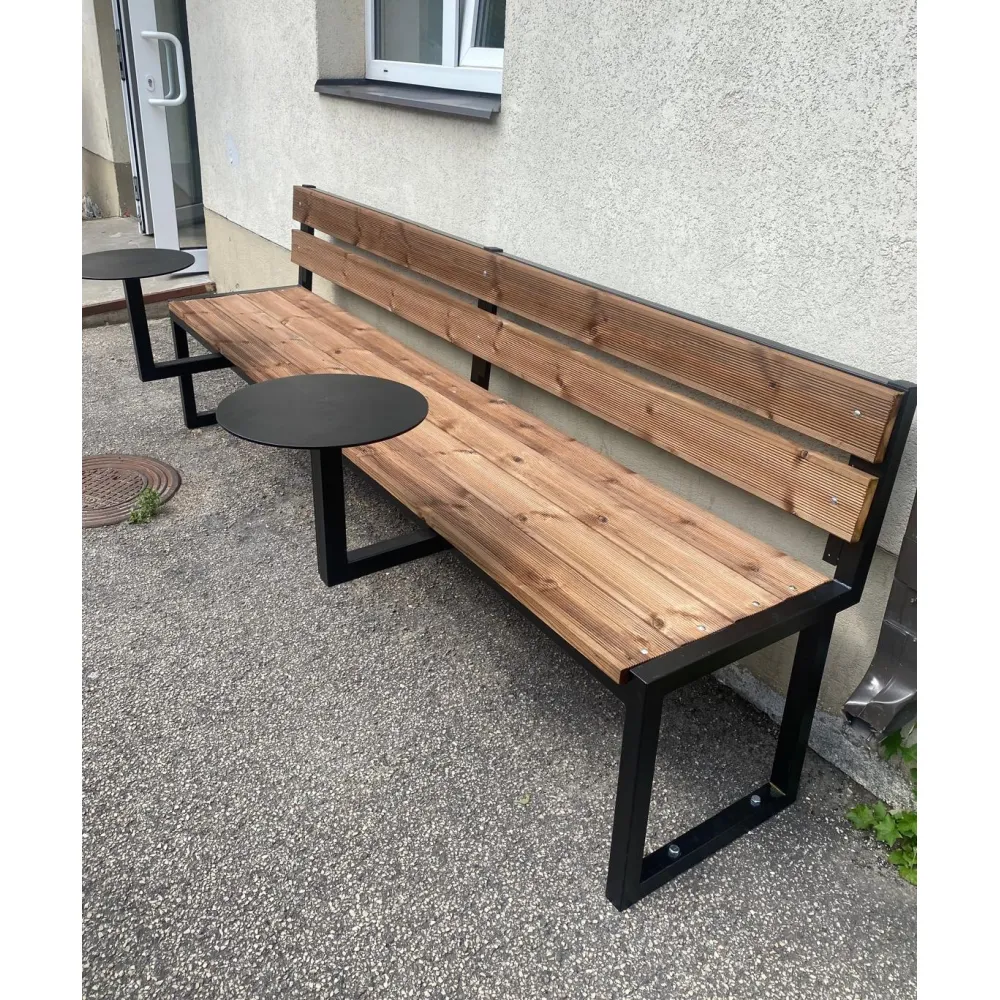Contemporary Outdoor Seating Bench with Tables