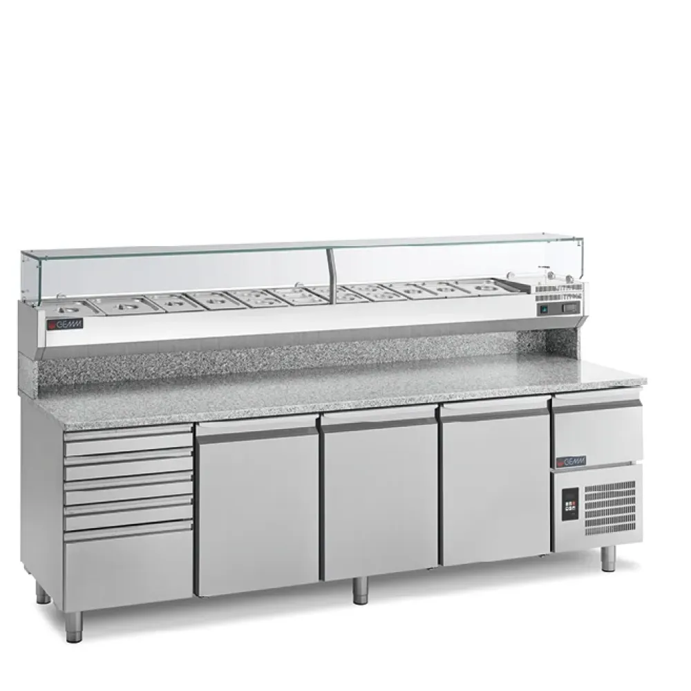 Gourmet Pizza Preparation Counter with Granite Surface
