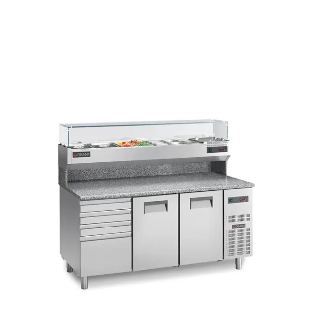 Commercial Pizza Refrigeration Counter with Granite Top