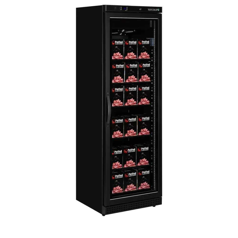 340L Black Freezer with Heated Glass Doors