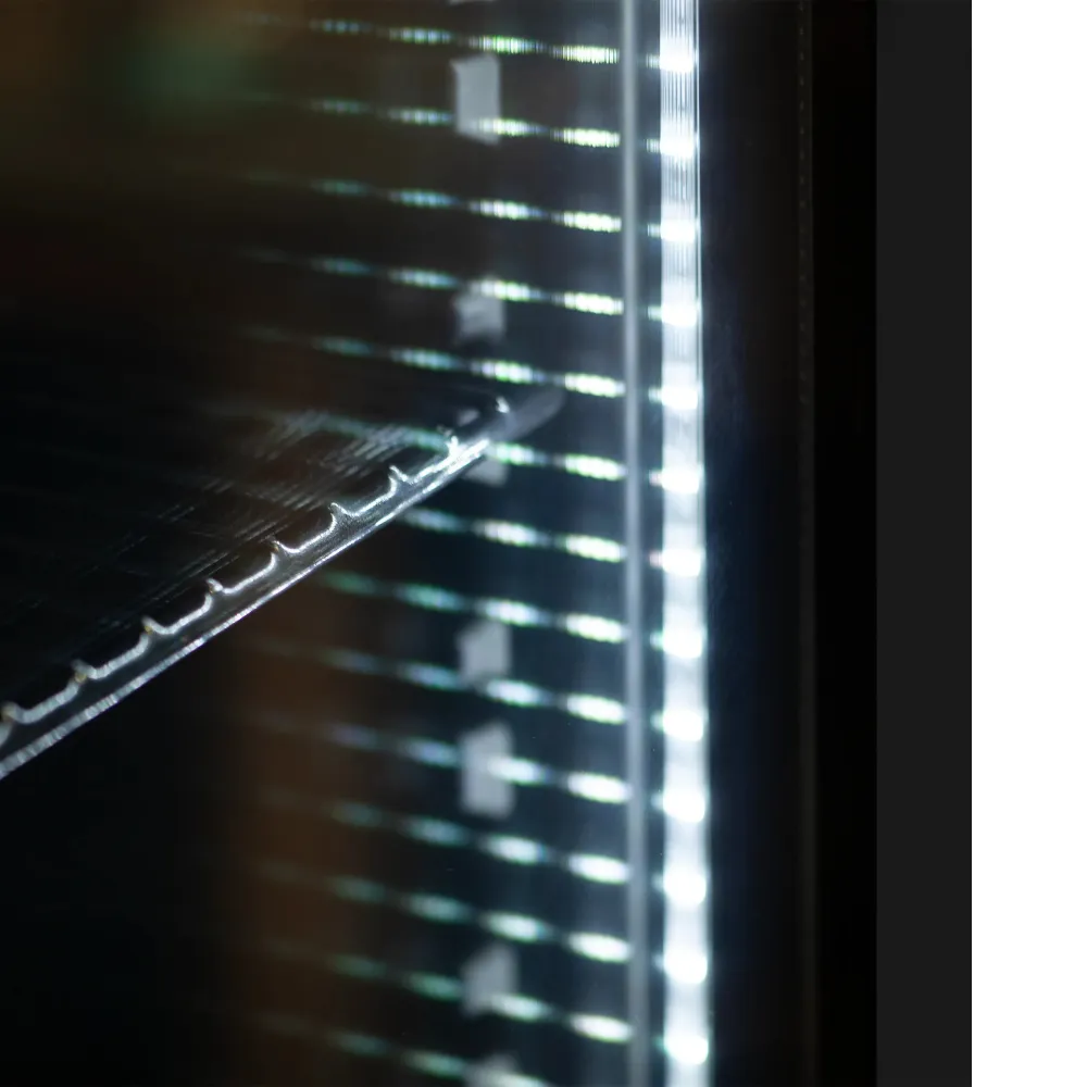 340L Black Freezer with Heated Glass Doors