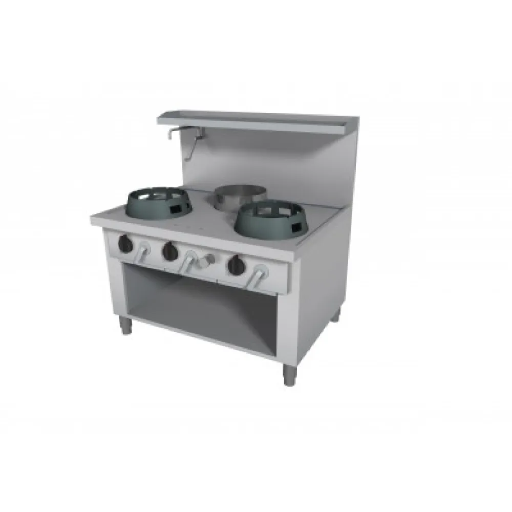 Versatile Gas Wok Stove with Integrated Cleaning System