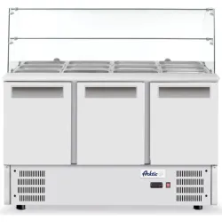 3 durų šaldomas darbo paviršius su stikline viršdanga