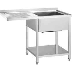 Stalas su vienkampe kriaukle ir uždengiamu paviršiumi (L) 1000 / (W) 700