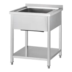 GREDIL nerūdijančio plieno stalas kriauklei su lentyna 600 × 700 × 850 mm