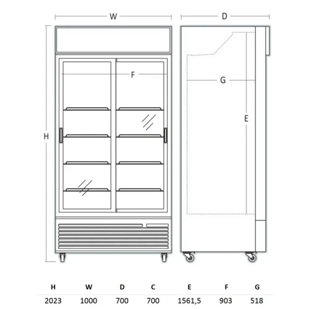 Šaldytuvas-vitrina, juodas, 658 l, DCC 802BW SLD (263111DCC802BWSLD)