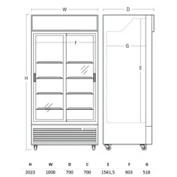 Šaldytuvas-vitrina, juodas, 658 l, DCC 802BW SLD