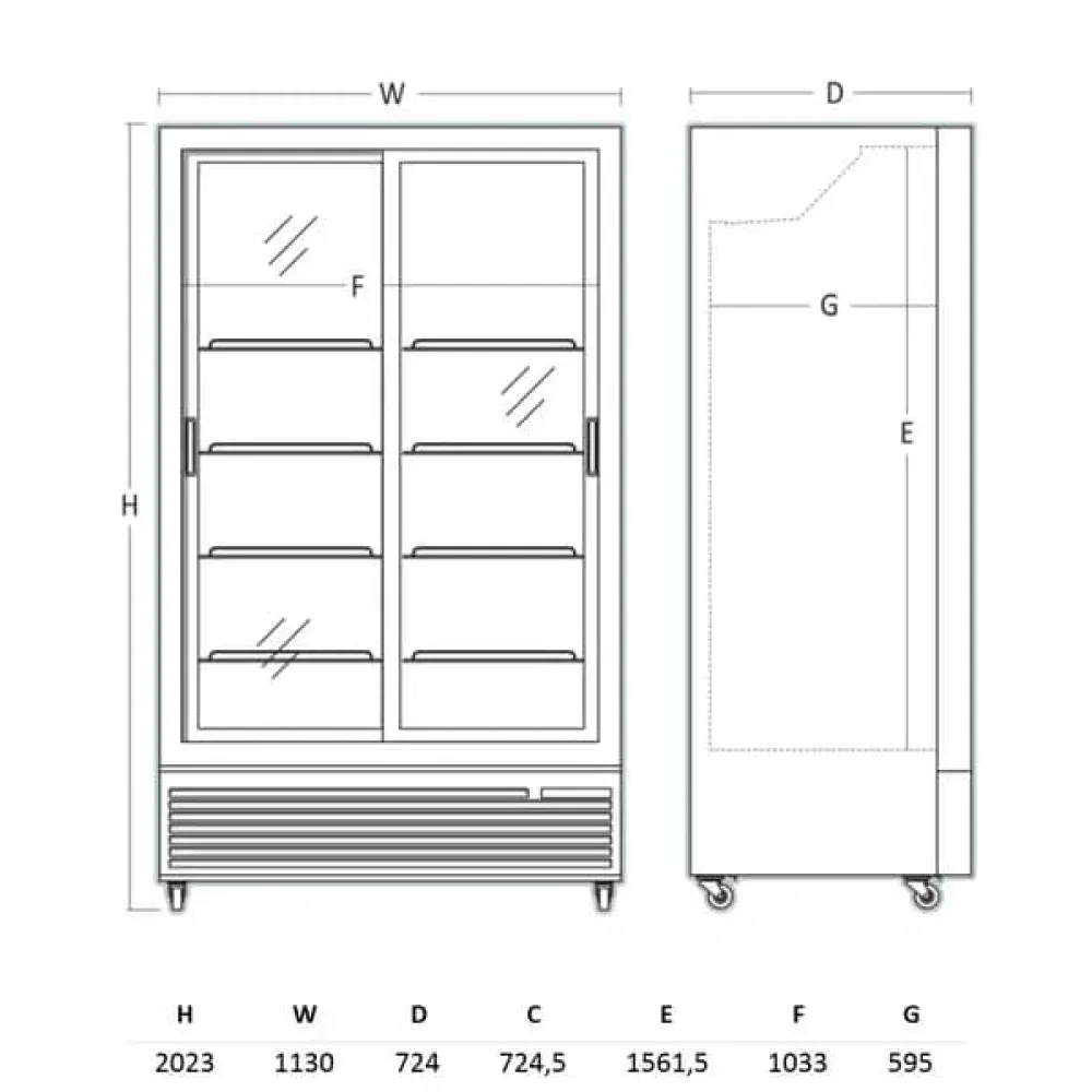 Šaldytuvas-vitrina, juodas, 678 l, DC 1000 BSLD (263111DC1000BSLD)