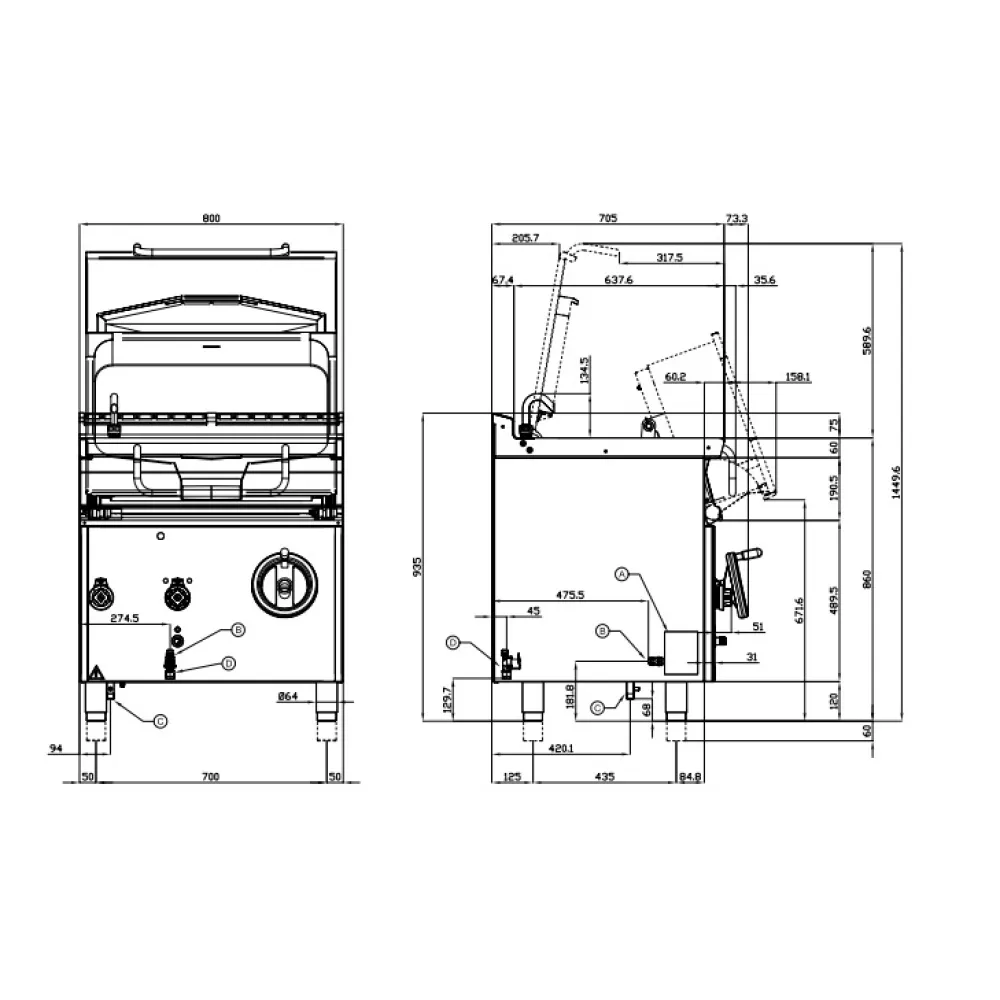 Dujinė apverčiama gili keptuvė AUTOMATIC 50L BRM50-78G (08340851)