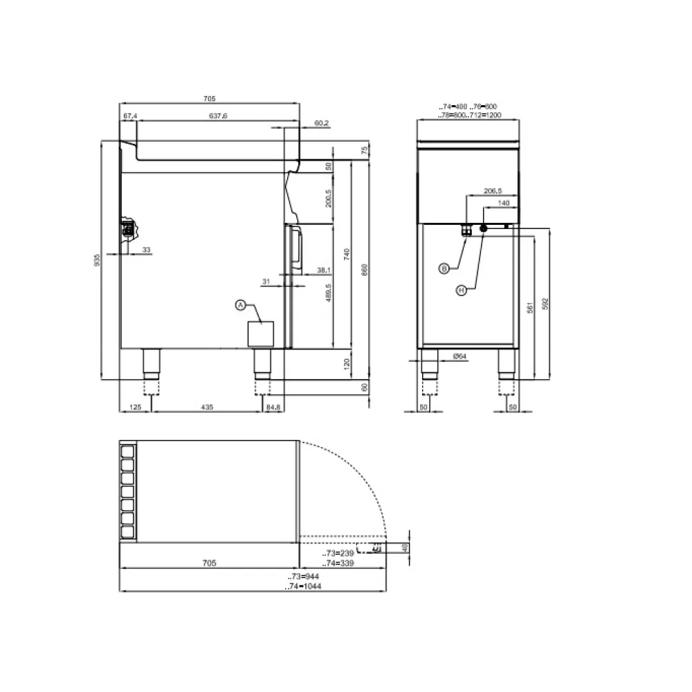 Indukcinė viryklė su neutraliąja spintele Touch Screen 70 PCI-74ETT (0803A433)