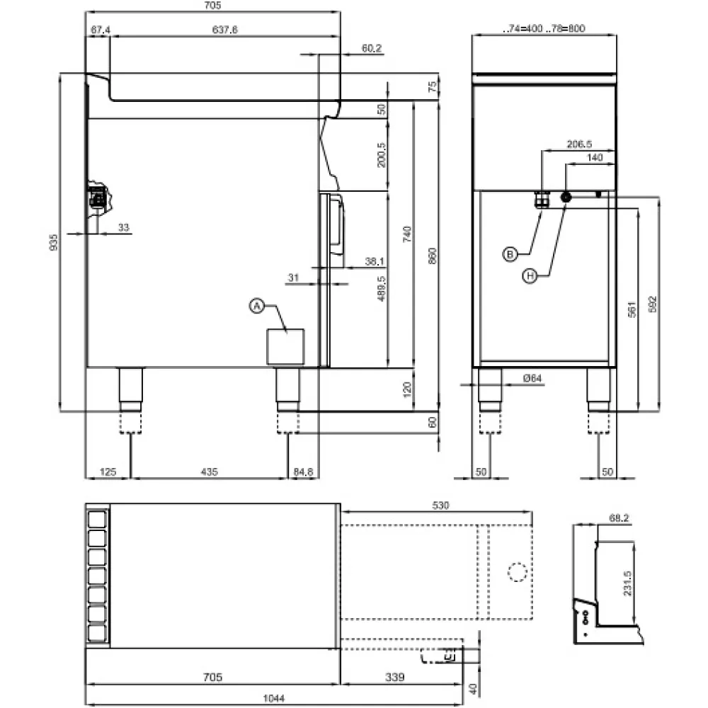 Elektrinė gruzdintuvė su neutraliąja spintele 8+8 L Touch Screen 70 F2/8-74ETT (0809A432)