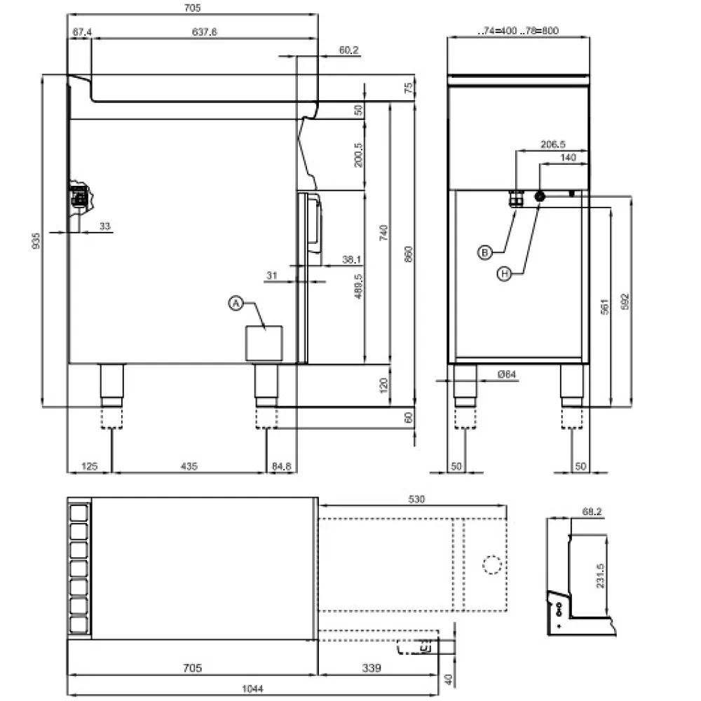 Elektrinė gruzdintuvė su neutraliąja spintele 45L Touch Screen 70 F45-78ETT (0809A835)