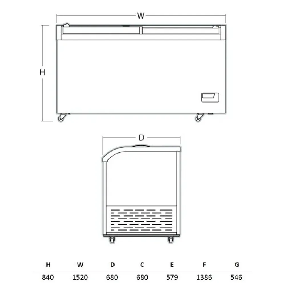 Parduotuvės šaldymo vitrina/šaldiklis 488 L SIF500GC (224244SIF500GC)
